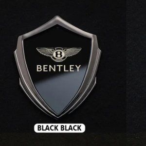 2 New Heavy Metal Black Emblem Sticker Decal Bentley Logo Badges Size  6.5 CM…